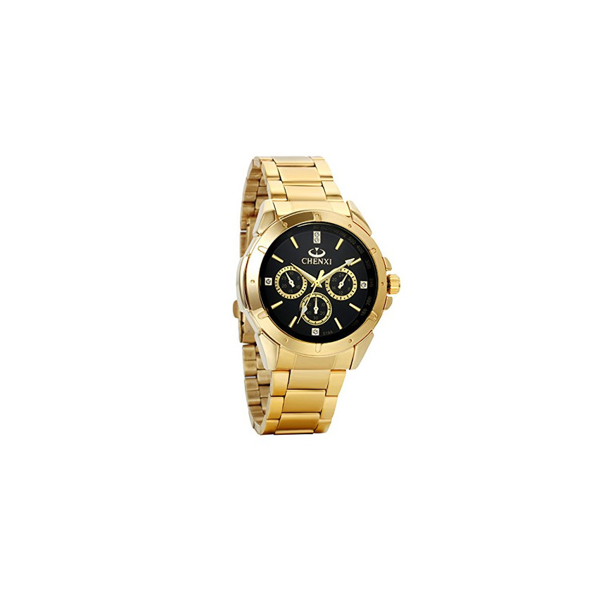 Social Avaner Reloj Dorado de Esfera Negra Negro Dial