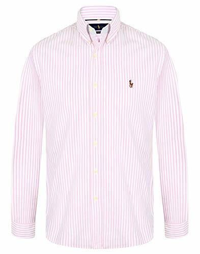 Ralph Lauren Camisa Oxford de Ajuste Entallado para Hombre Rosa Raya Rosada