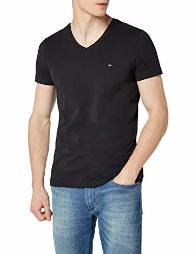 Moda Tommy Hilfiger Core Stretch Slim Vneck tee Camiseta, Negro