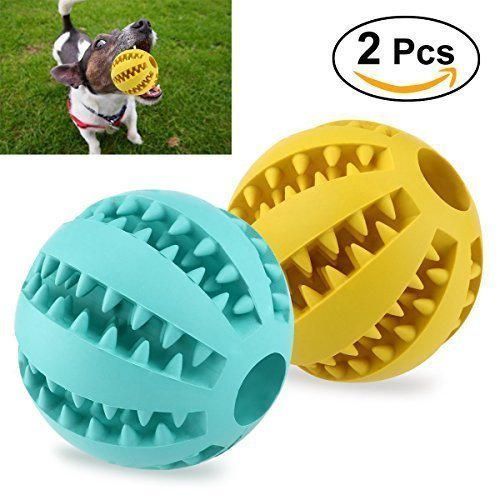 UEETEK 2pcs Juguete de goma masticar mascotas, Squeaker Squeeze Pet Ball juguetes,