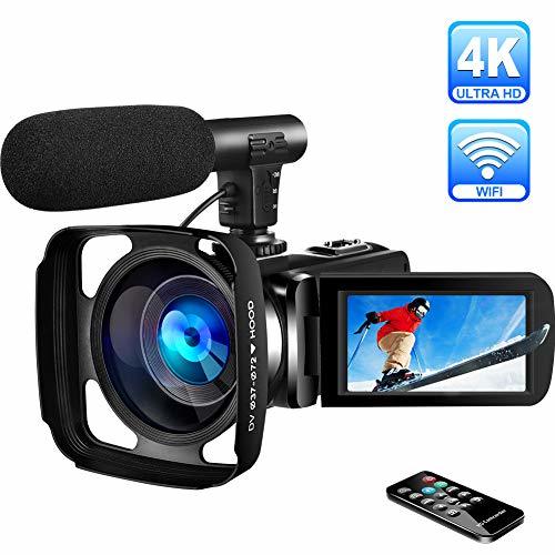 Social Videocámara 4K Videocamara Ultra HD WiFi Videocámara Digital con Micrófono Full HD