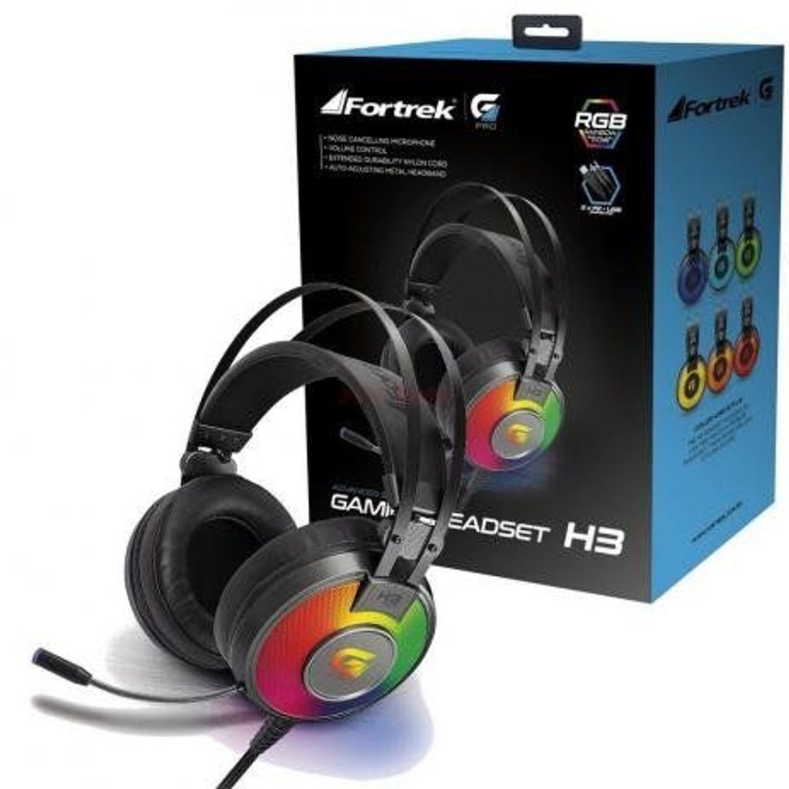 Fashion Headset Gamer Rgb G Pro H1+ 7.1, Fortrek, Microfones e Fones