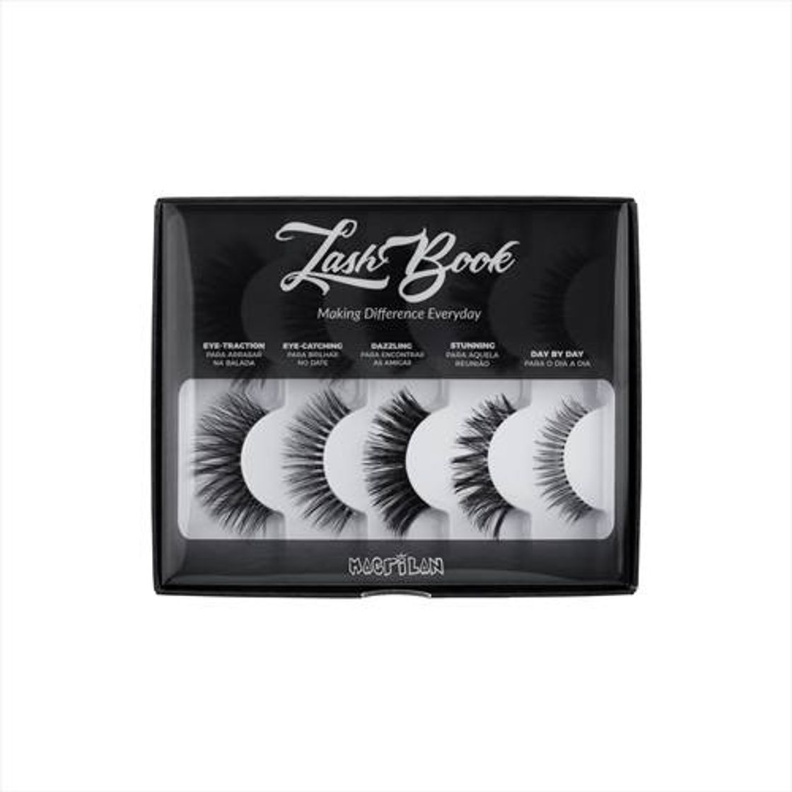 Fashion Cílios postiços kit com 5 pares eb101 lash book- macrilan