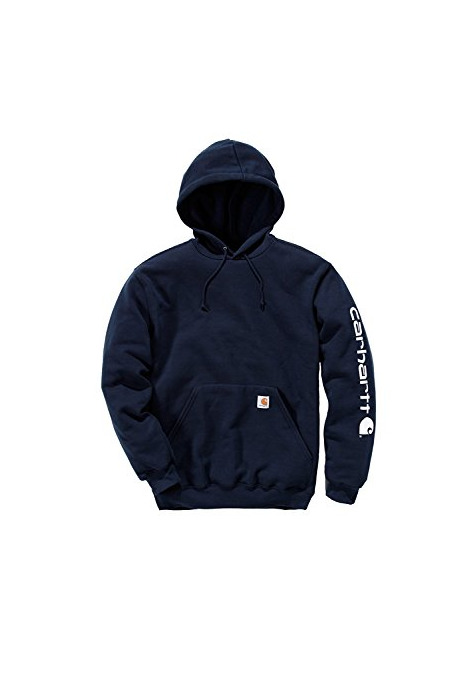 Products Carhartt Herren Hoodie Midweight Signature Sleeve Logo Hooded Sweatshirt Blau New Navy