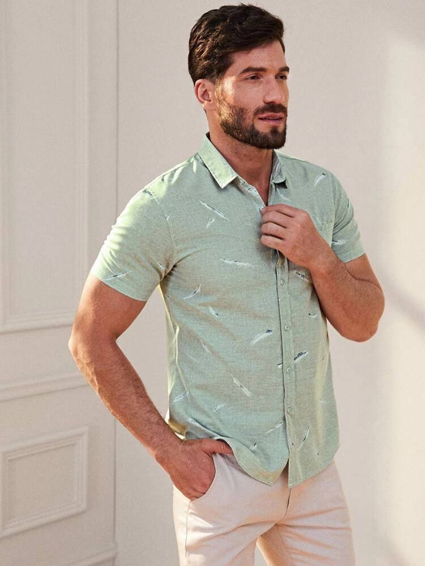 Moda Camisa masculina verde - SHEIN