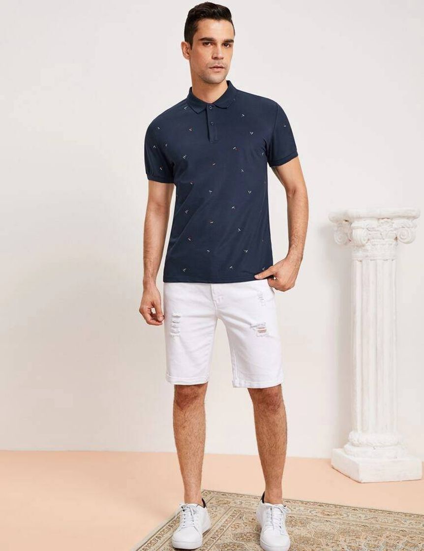 Moda Camisa polo masculina azul marinho