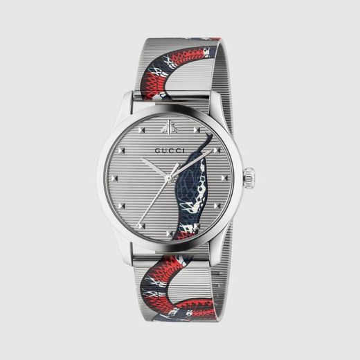 Steel G-timeless Watch, 38mm With Printed Snake