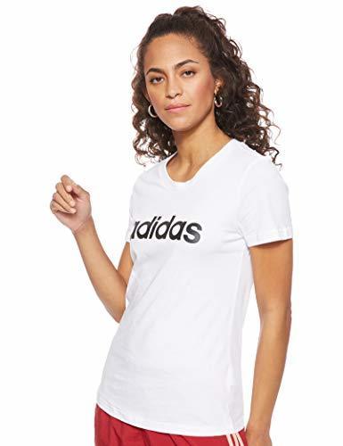 Fitness adidas W E Lin Slim T Camiseta de Manga Corta, Mujer, Blanco