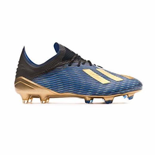 adidas X 19.1 FG, Bota de fútbol, Core Black-Gold Metallic-Football Blue, Talla