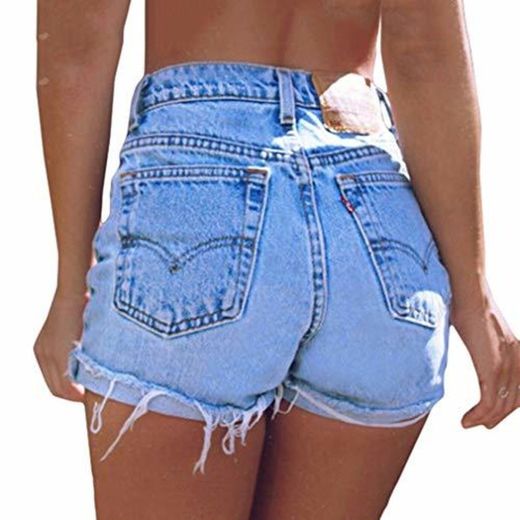 Pantalones Cortos de Jeans para Mujer Cintura Alta Slim Fit Pantalón Corto