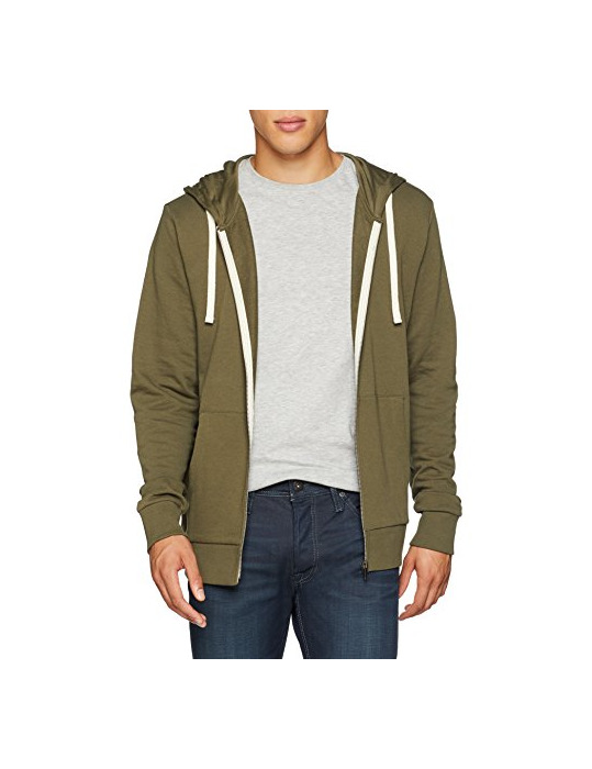 Moda JACK & JONES Jjeholmen Sweat Zip Hood Noos Sudadera, Verde