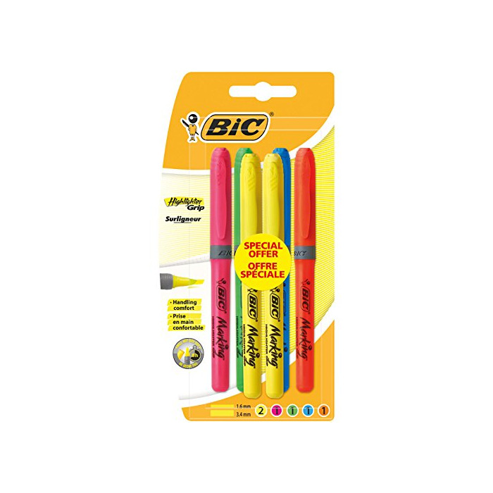 Social BIC Highlighter Grip Marcadores punta media