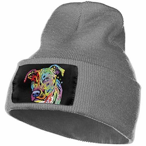 AWEER Gorros de Punto Neon Pitbull Colorful Dog Face Unisex Knit Hat
