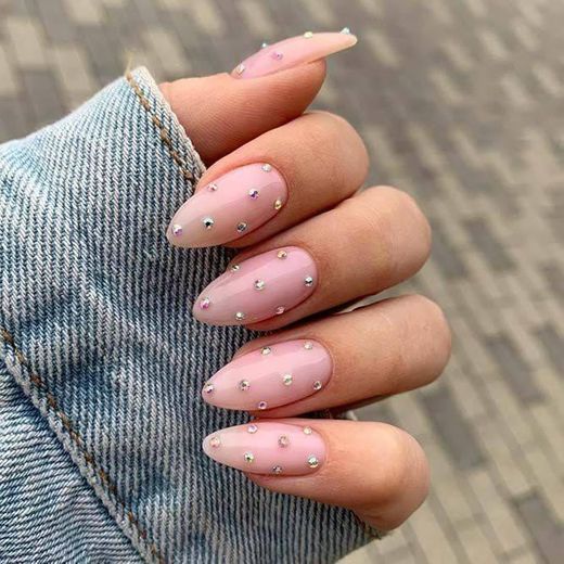 Nude Nails With Crystals