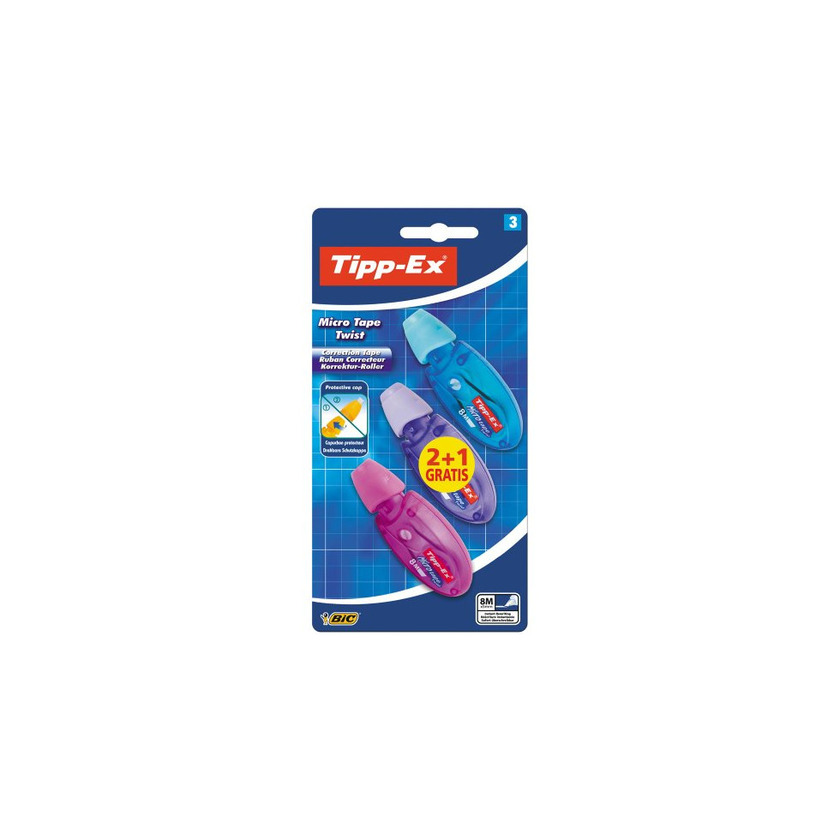 Social BIC Tipp-Ex Micro Tape Twist - Blíster de 3 cintas correctoras de