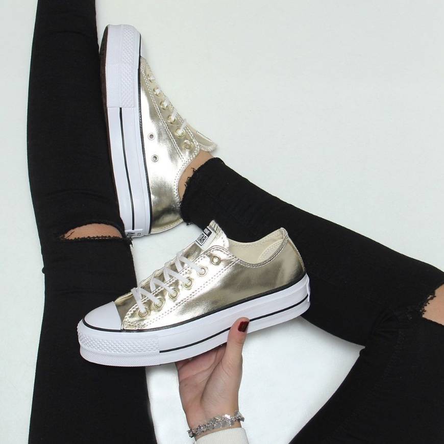 Fashion All Star dourados de plataforma . Converse 