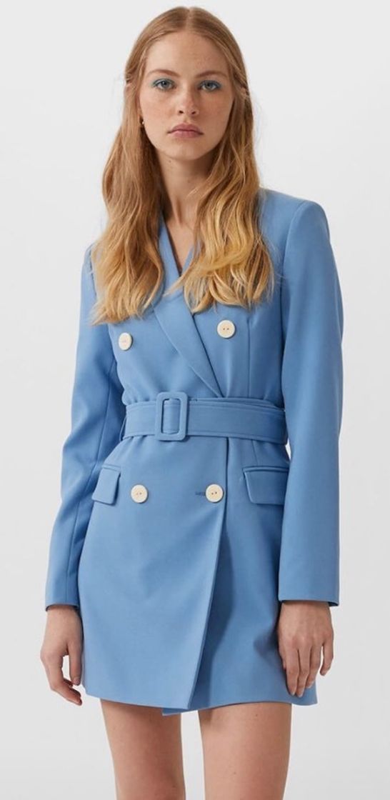 Moda Stradivarius Blazer Vestido Azul