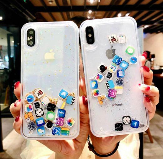 Funda con iconos que flotan dentro