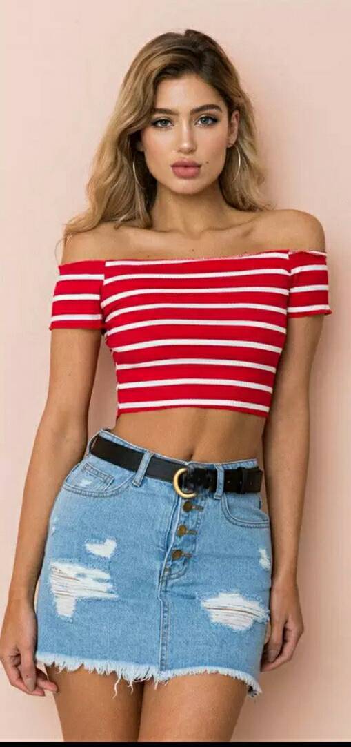 Cropped Branco e Vermelho