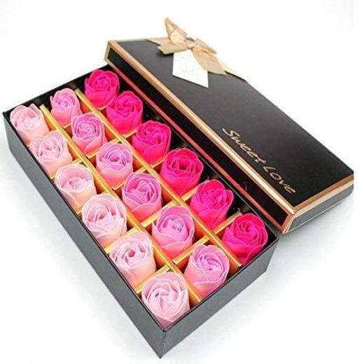 Itian 18pcs Rose Jabón Flor en Caja de Regalo, Fascinante Ramo de