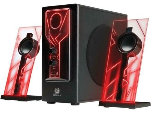 GOgroove BassPULSE 2.1 Computer Speakers with Red LED Glow L