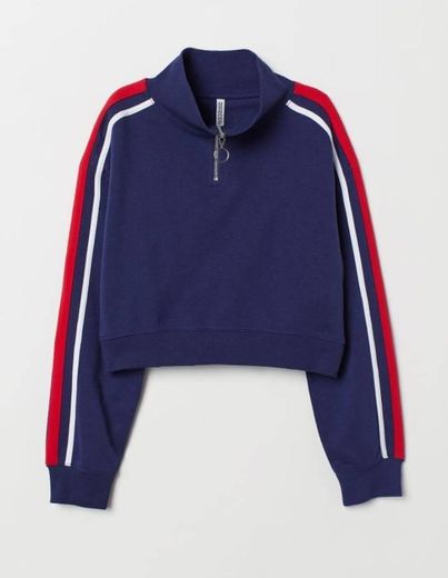 Sweatshirt cropped H&M 1/3 zip-up