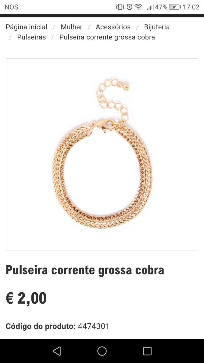 Moda Pulseira corrente grossa cobra