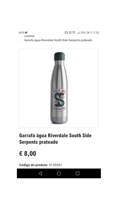 Product Garrafa água Riverdale South Side Serpentes prateado 