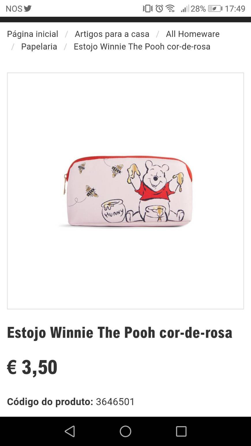 Fashion Estojo Winnie The Pooh cor-de-rosa