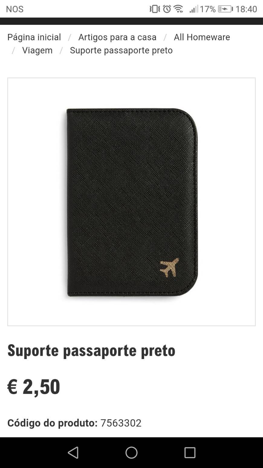 Fashion Suporte passaporte preto