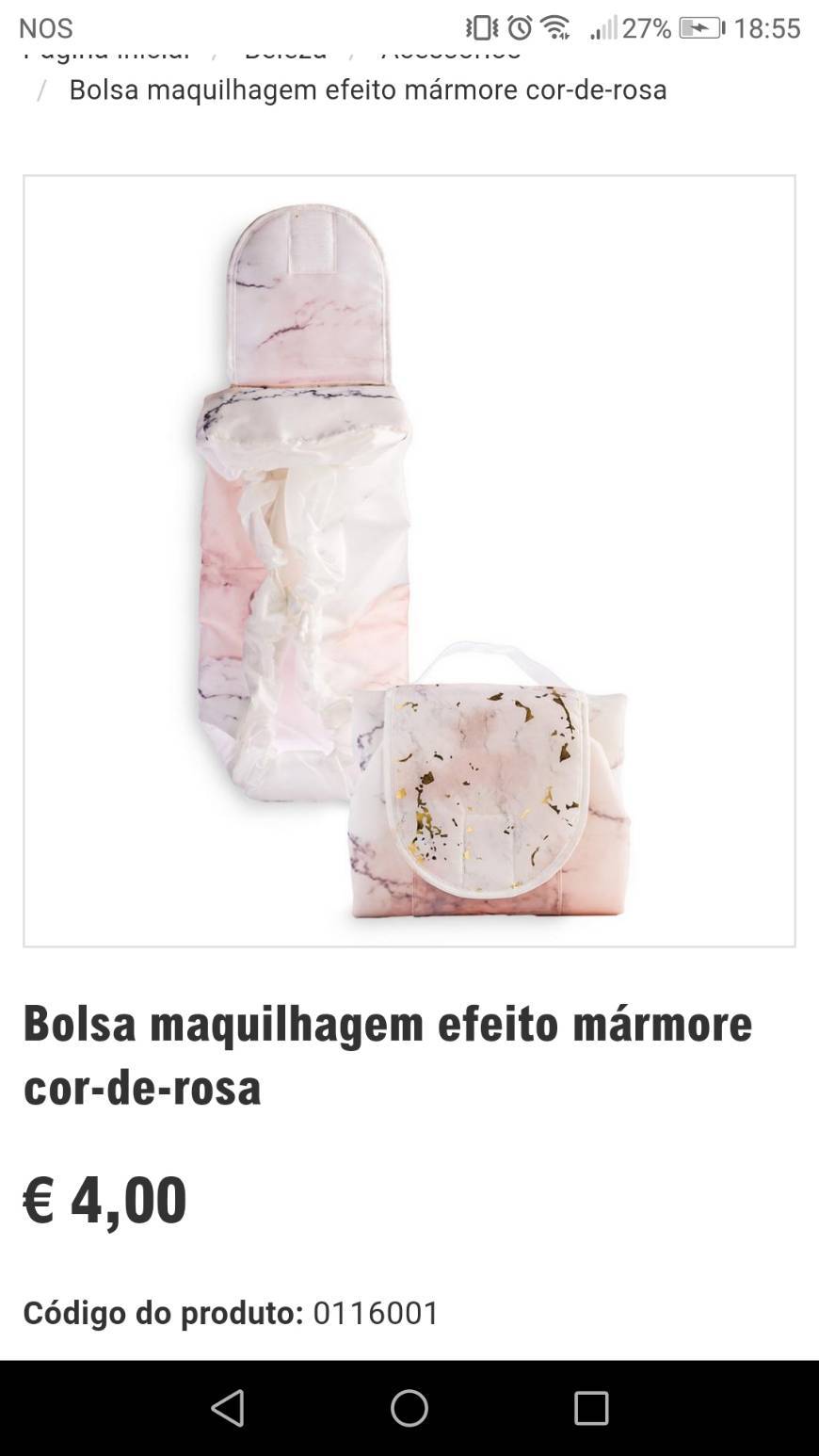 Fashion Bolsa maquilhagem efeito mármore cor-de-rosa