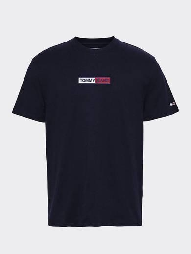 T-Shirt mit aufgesticktem Box-Logo | BLACK | Tommy Hilfiger