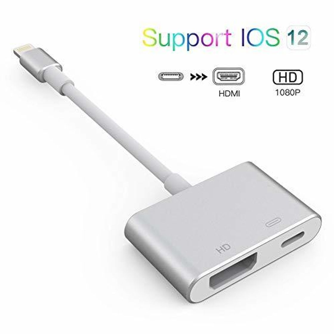 QuickLand Adaptador HDMI 1080P HD Adaptador AV Digital para teléfono XR/XS