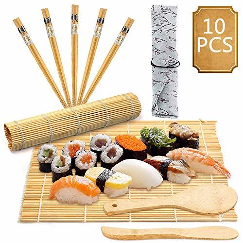 BESTZY 10pcs Kit para Hacer Sushi de Bambú Preparar Sushi Fácil Y