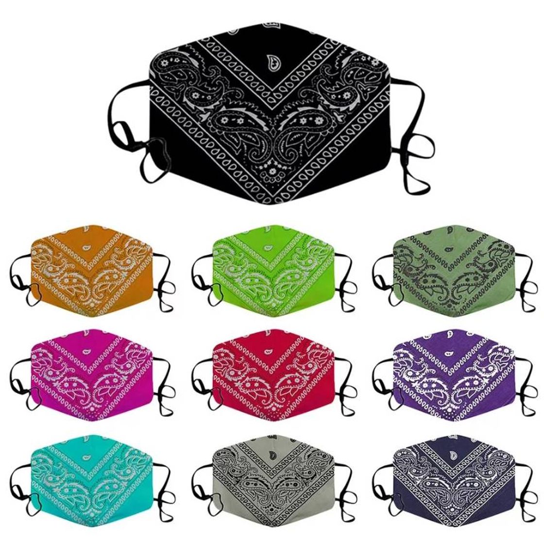 Moda Mascarilla diseño bandana en 10 colores 