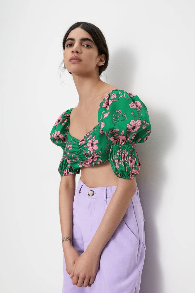 Productos crop top floral zara