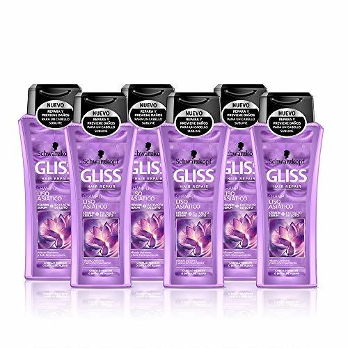 Beauty Gliss - Champú Liso Asiático, 250ml, Paquete de 6 - total