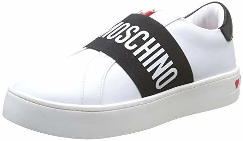 Social Love Moschino Scarpad.cassetta35 Vit.Bianco+Nero, Zapatillas de Gimnasia para Mujer, Blanco