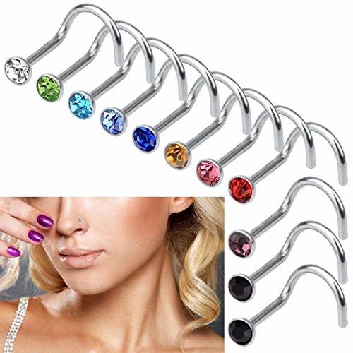 Producto Lumanuby Set de 30 piercings de nariz de titanio y acero quirúrgico