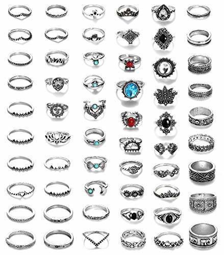 Social Milacolato 58 Piezas Midi Ring Bohemian Knuckle Ring Sets Moda Dedo Vintage