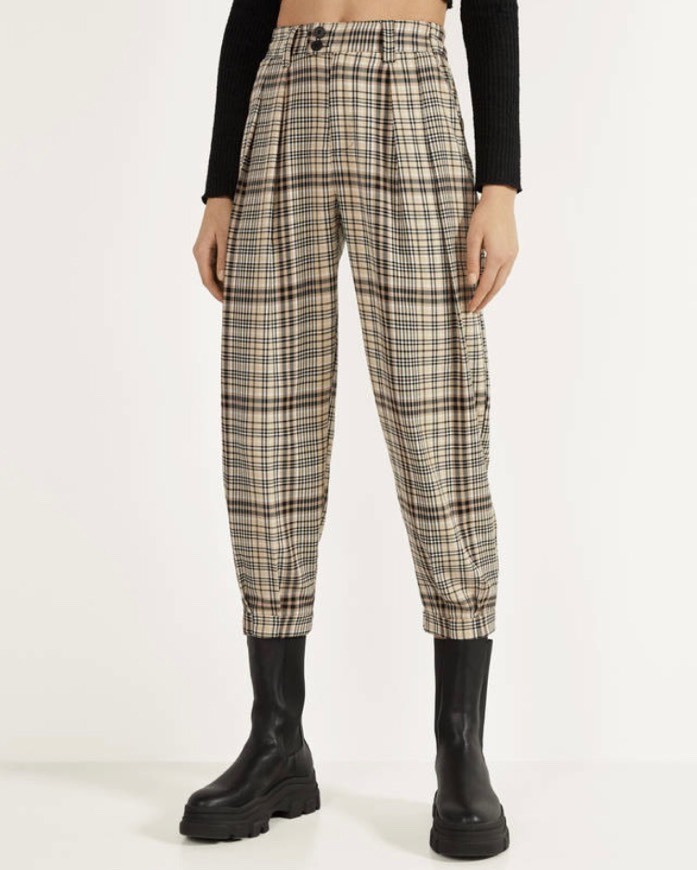 Moda Check slouchy trousers