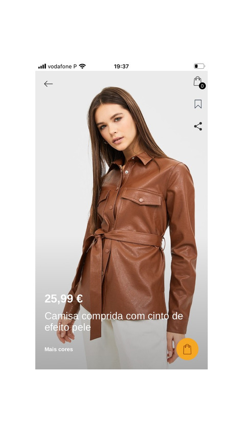 Productos Camisa camel com cinto a imitar pele