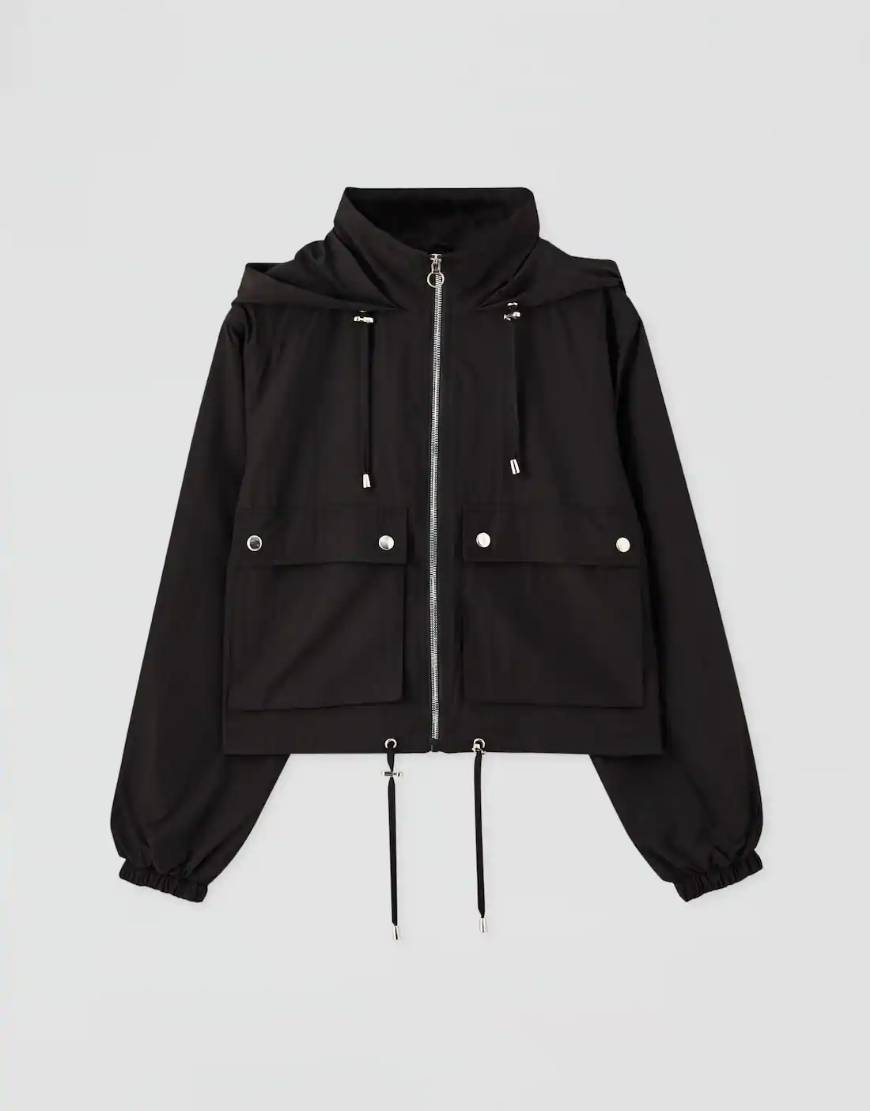 Social Blusão de nylon curto colorido Pull and Bear