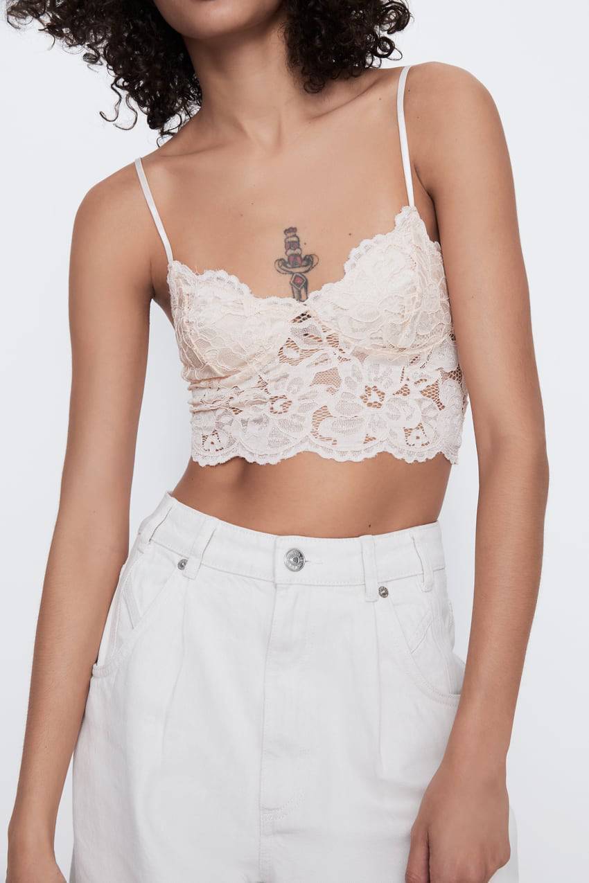 Social Top Bralette de renda Zara