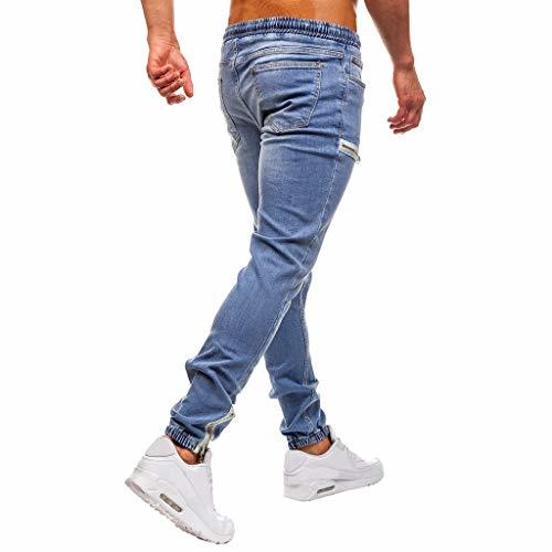 Place Subfamily Pantalón Slim Denim de Color Liso para Hombre Cotton Vintage Pantalones