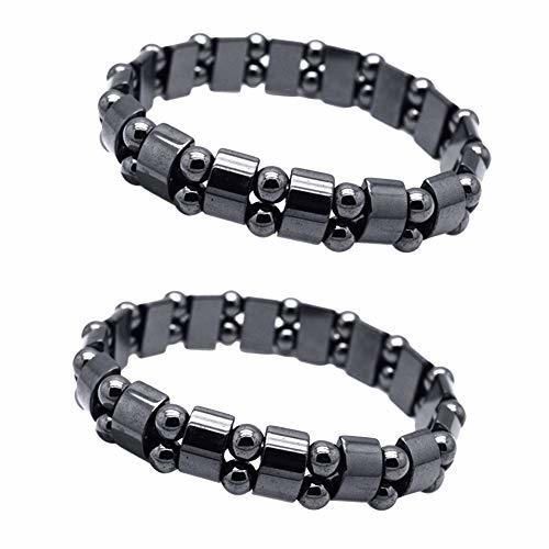 Lugares EQLEF Hematita magnética Pulsera 2 pcs Hombres hematita Terapia magnético de Metal de