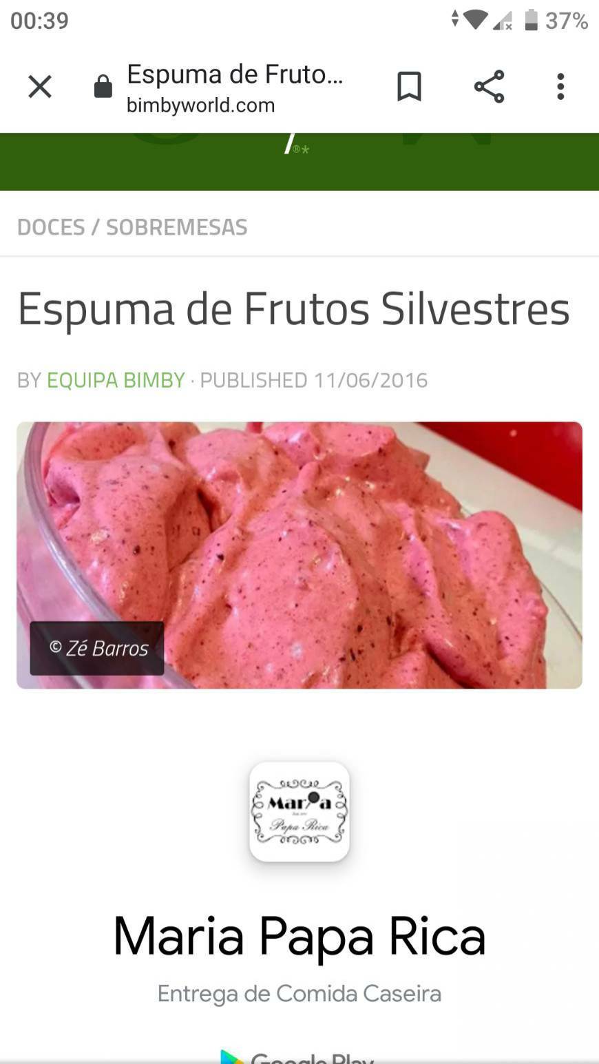 Moda Espuma frutos vermelhos