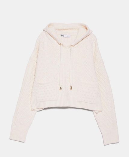 Cable-knit hoodie-Zara 