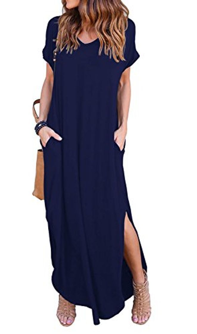 Product Vestido de Mujer Verano Flojo Casual Largo Liso Tunica Manga Larga y Corta Imperio Otoño e Invierno Retro Vestidos Asimetricos Holgado Cóctel Mangas Largo Manga Talla Grande Oversize Maxi Dress