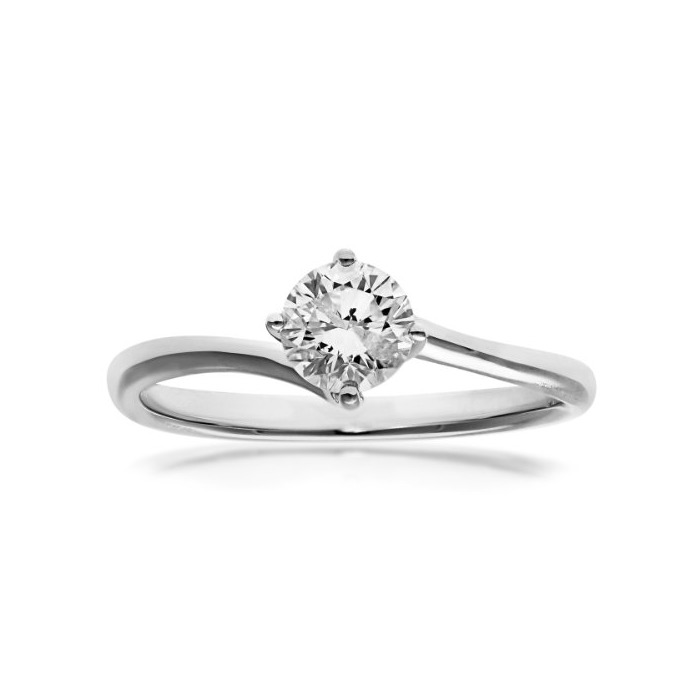 Social Naava Anillo para Mujer de Oro Blanco 18K con Diamante Talla 12